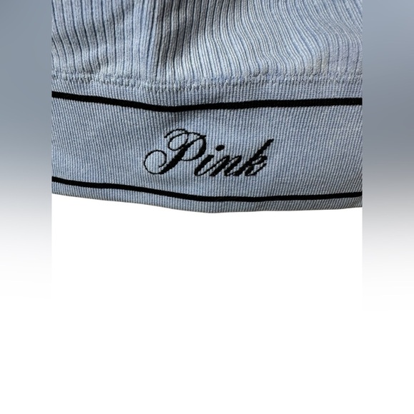 Victoria's Secret PINK Ribbed Crop Top Bralette built in cups Blue Size M - Picture 2 of 7